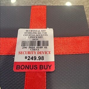 Elegant Sterling Silver With Crystals 18 inch Necklace & Earrings NIB